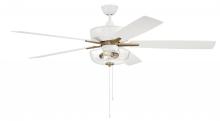 Craftmade S101WSB5-60WWOK - 60" Super Pro 101 Ceiling Fan with White/Washed Oak blades and Integrated Clear Bowl Light Kit