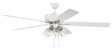 Craftmade S104WPLN5-60WWOK - 60" Super Pro 104 Ceiling Fan with White/Washed Oak blades and Integrated Clear 4 Light Kit