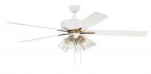 Craftmade S104WSB5-60WWOK - 60" Super Pro 104 Ceiling Fan with White/Washed Oak blades and Integrated Clear 4 Light Kit