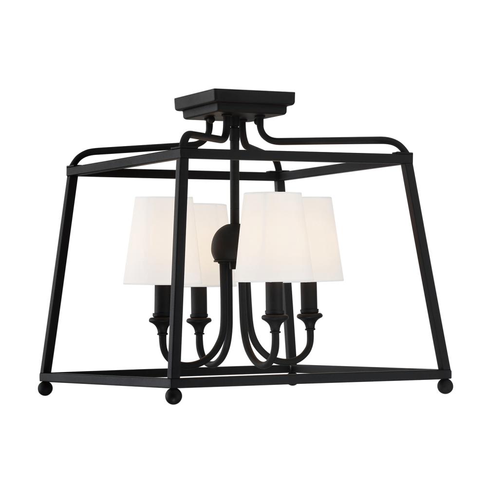 Libby Langdon for Crystorama Sylvan 4 Light Black Forged Semi Flush Mount