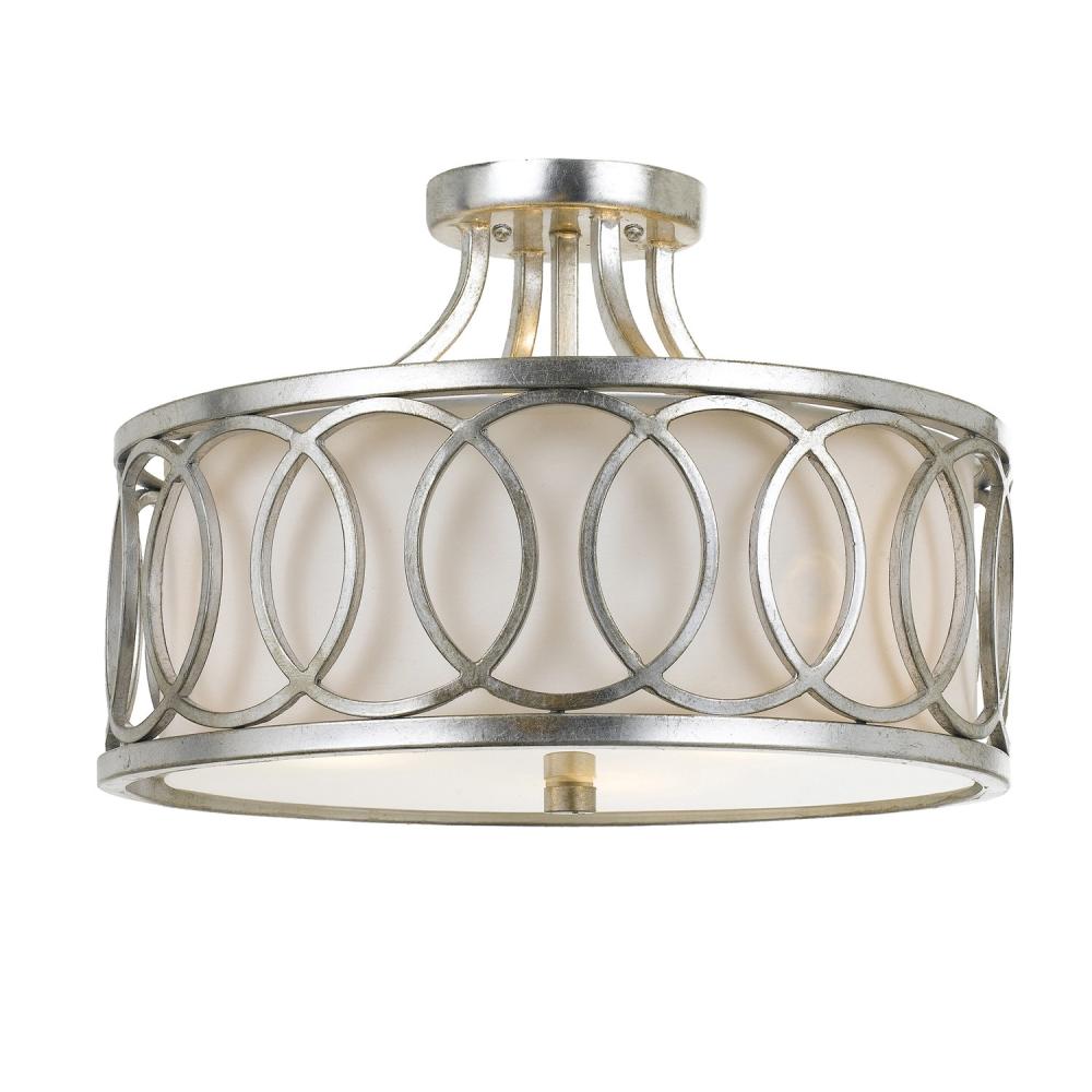 Libby Langdon Graham 3 Light Antique Silver Semi Flush Mount