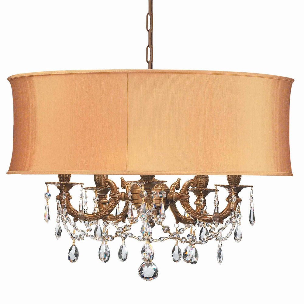 Crystorama Gramercy 5 Light Swarovski Strass Crystal Brass Gold Drum Crystorama Gramercy 5 Light Swarovski Strass Crystal Brass Gold Drum Shade Mini Chandelier