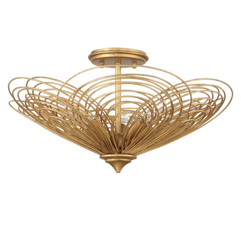 Doral 3 Light Renaissance Gold Semi Flush Mount