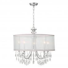 Crystorama 5625-CH - Hampton 5 Light Drum Shade Polished Chrome Chandelier