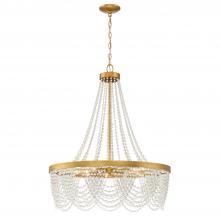 Crystorama FIO-A9104-GA-WH - Fiona 4 Light Antique Gold Chandelier with White Beads
