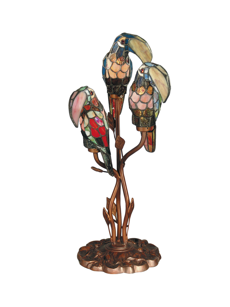 Three Parrots Tiffany Table Lamp