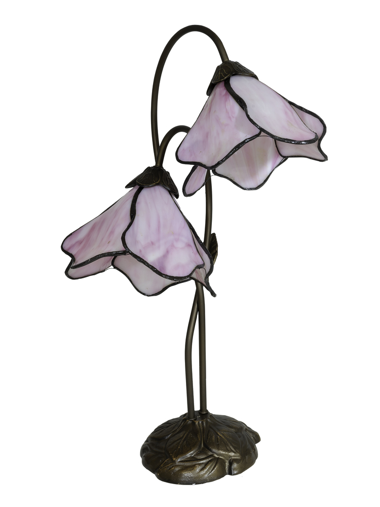 Poelking 2-Light Pink Lily Tiffany Table Lamp