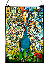 Dale Tiffany TC17176 - Peacock 26"H Tiffany Window Panel
