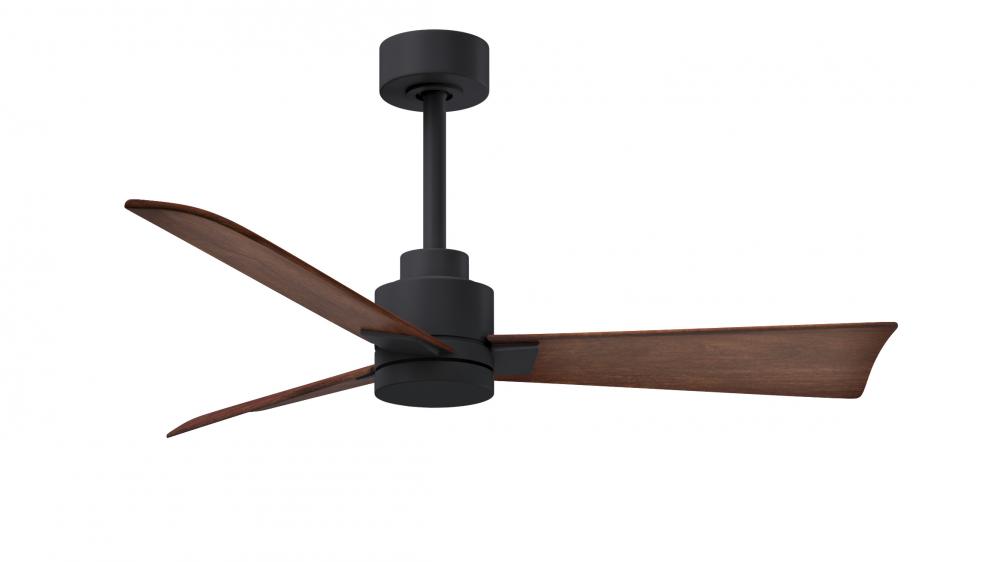 Alessandra 3-blade transitional ceiling fan in matte black finish with walnut blades. Optimized for