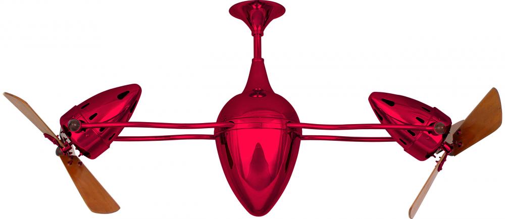 Ar Ruthiane 360° dual headed rotational ceiling fan in  Rubi (Red) finish with solid sustainable