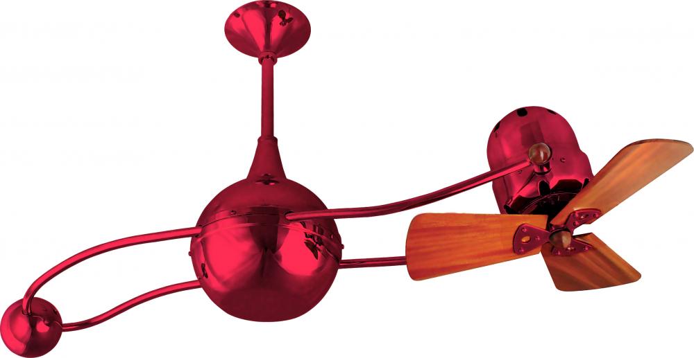 Brisa 360° counterweight rotational ceiling fan in Rubi (Red) finish with solid sustainable mahog
