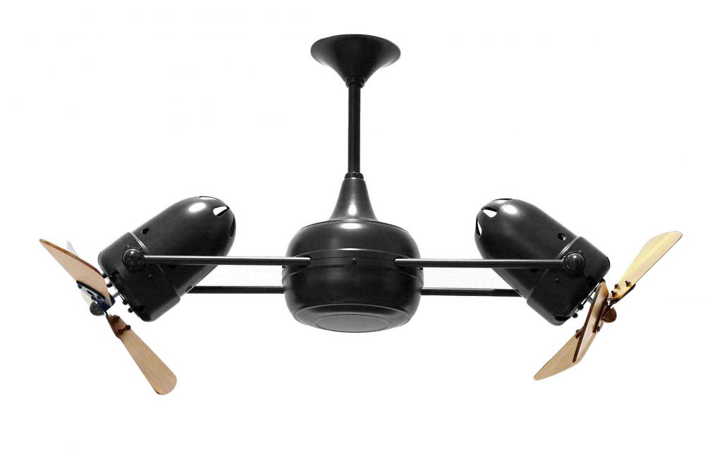 Duplo Dinamico 360” rotational dual head ceiling fan in Matte Black finish with solid sustainabl