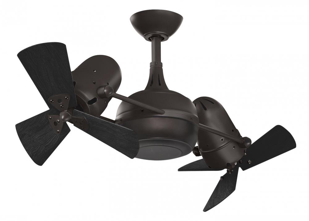 Dagny 360° double-headed rotational ceiling fan in Textured Bronze finish with solid matte black