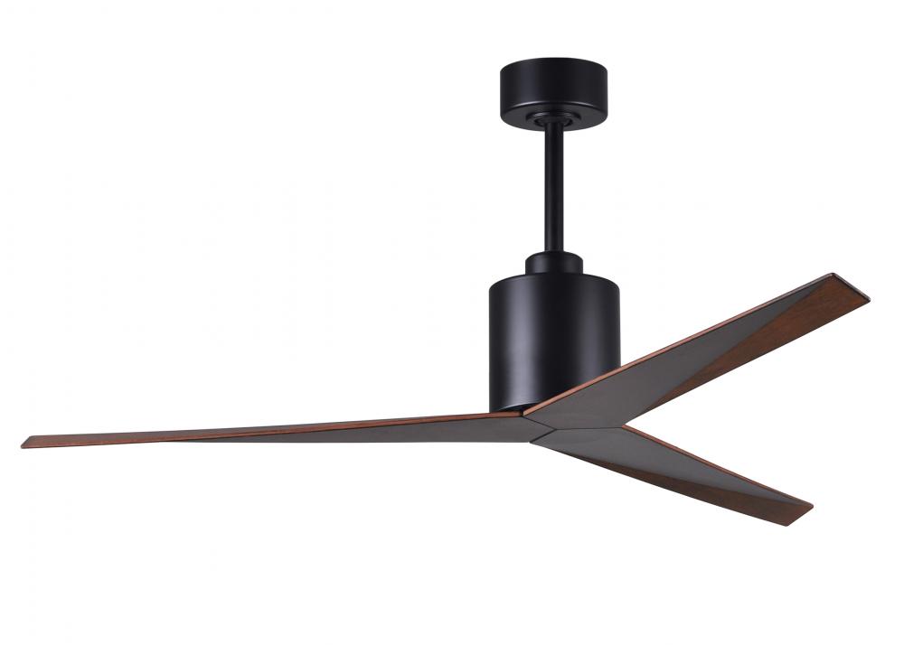 Eliza 3-blade paddle fan in Matte Black finish with walnut all-weather ABS blades. Optimized for w