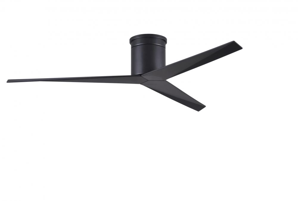 Eliza-H 3-blade ceiling mount paddle fan in Matte Black finish with matte black ABS blades.