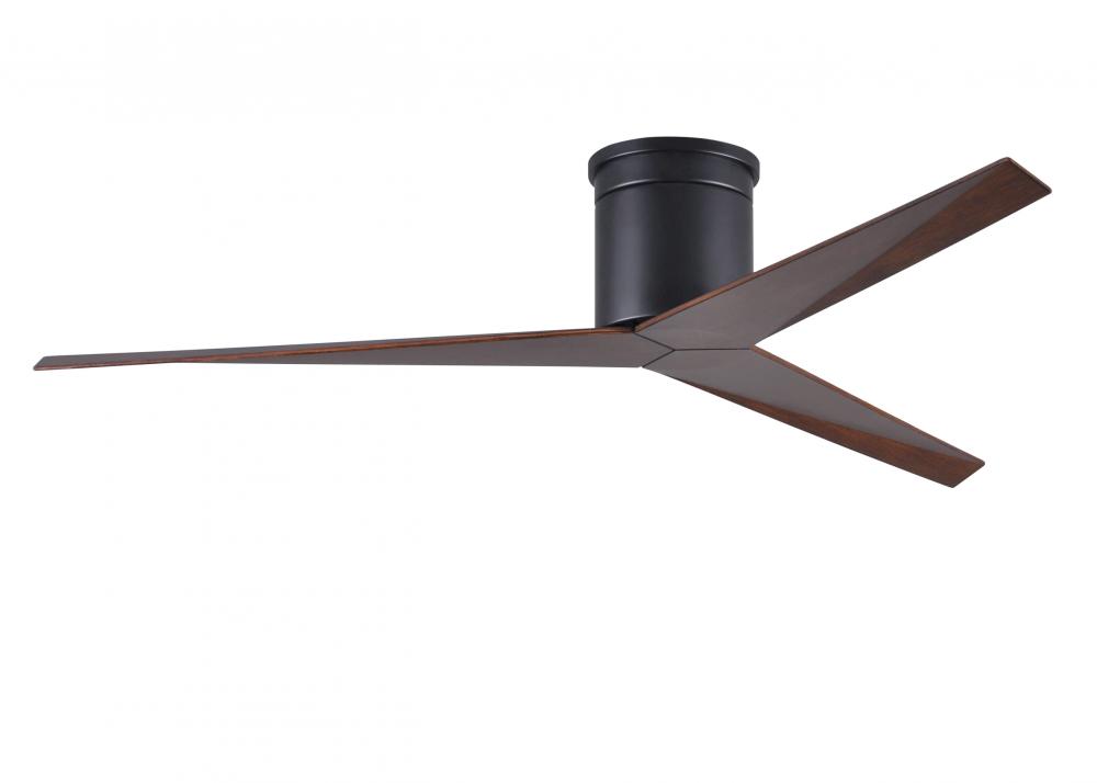 Eliza-H 3-blade ceiling mount paddle fan in Matte Black finish with walnut ABS blades.