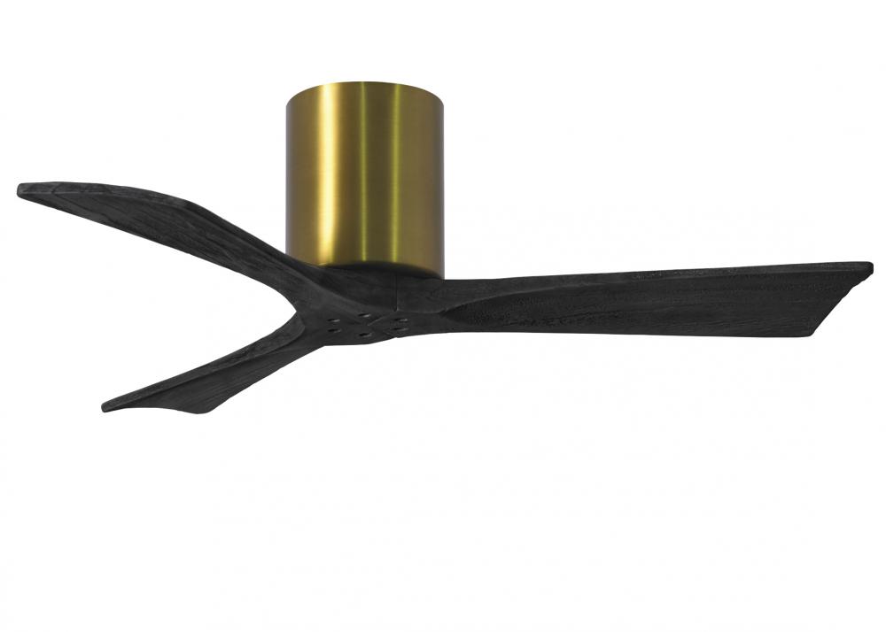 Irene-3H three-blade flush mount paddle fan in Brushed Brass finish with 42” solid matte black w