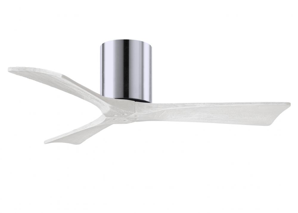 Irene-3H three-blade flush mount paddle fan in Polished Chrome finish with 42” solid matte white