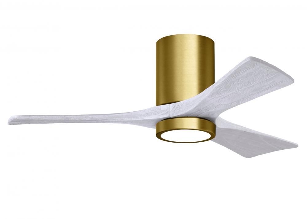 Irene-3HLK three-blade flush mount paddle fan in Brushed Brass finish with 42” solid matte white