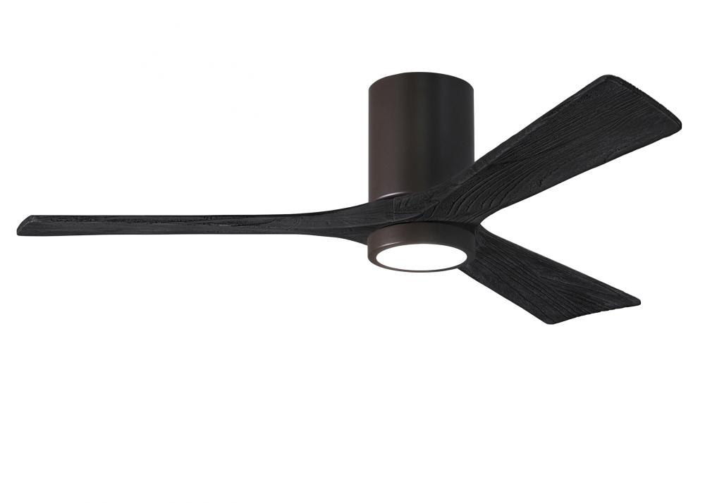 Irene-3HLK three-blade flush mount paddle fan in Textured Bronze finish with 52” solid matte bla