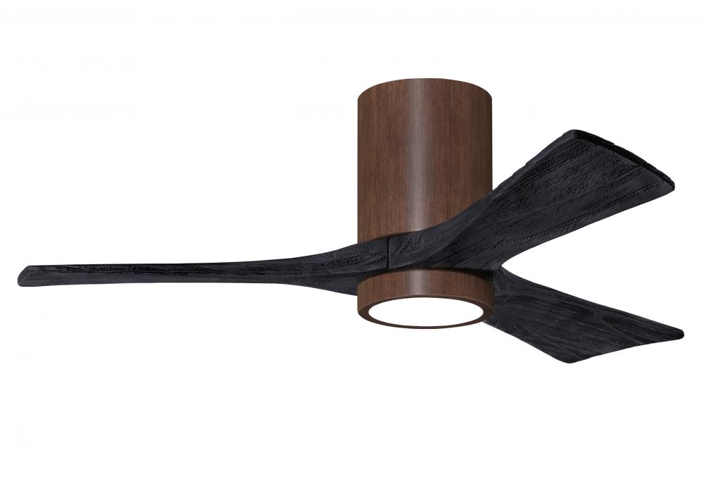 Irene-3HLK three-blade flush mount paddle fan in Walnut finish with 42” solid matte black wood b