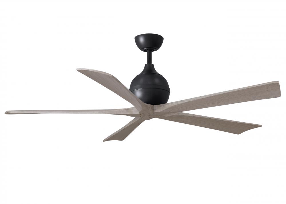 Irene-5 five-blade paddle fan in Matte Black finish with 60" with gray ash blades.
