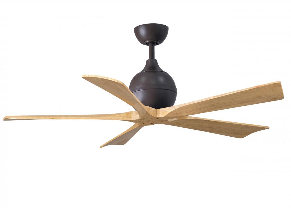 Irene-5 five-blade paddle fan in Textured Bronze finish with 52" with gray ash blades.