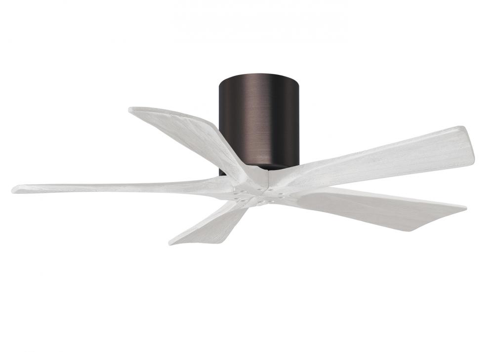 Irene-5H five-blade flush mount paddle fan in Brushed Bronze finish with 42” solid matte white w