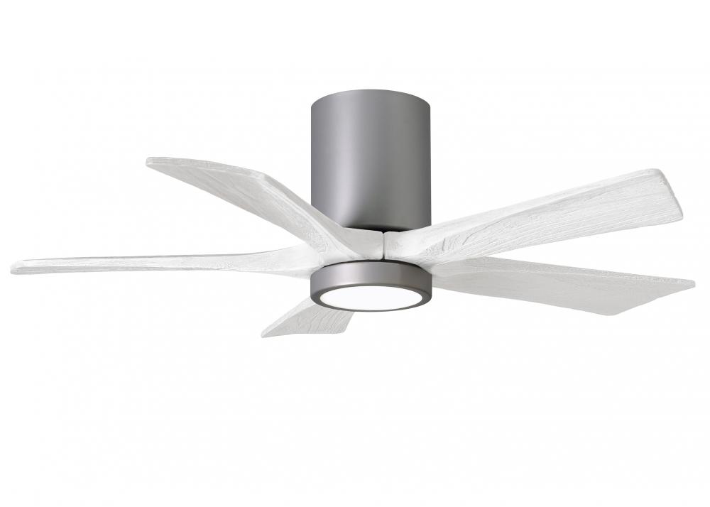 IR5HLK five-blade flush mount paddle fan in Brushed Nickel finish with 42” solid matte white woo
