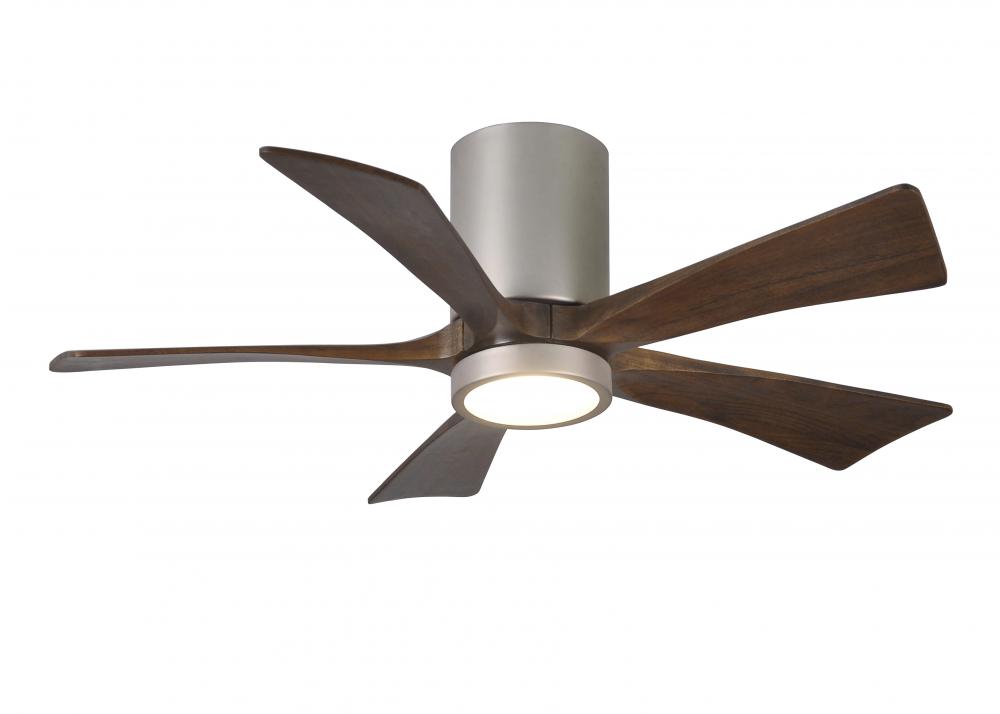 IR5HLK five-blade flush mount paddle fan in Brushed Nickel finish with 42” solid walnut tone bla