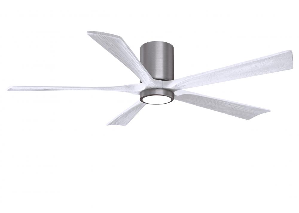 IR5HLK five-blade flush mount paddle fan in Brushed Pewter finish with 60” Matte White blades an