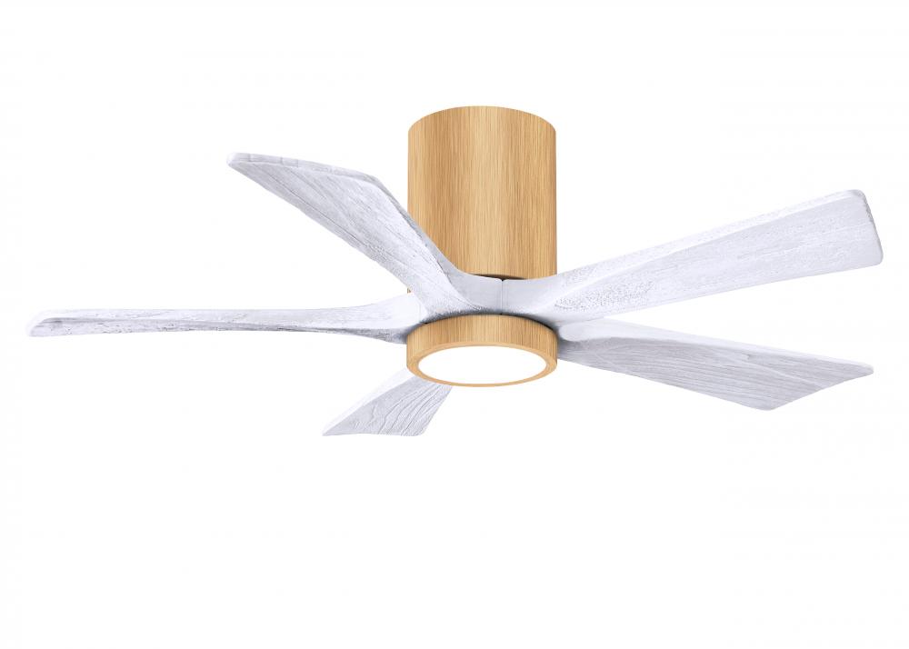 IR5HLK five-blade flush mount paddle fan in Light Maple finish with 42” Matte White  blades and