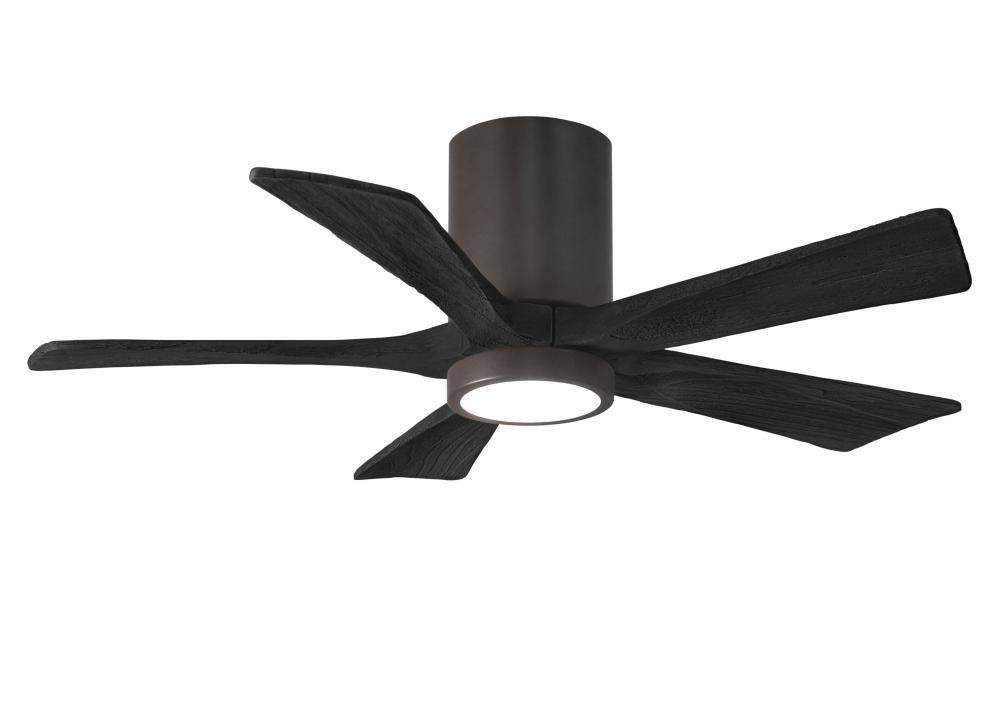 IR5HLK five-blade flush mount paddle fan in Textured Bronze finish with 42” solid matte black wo