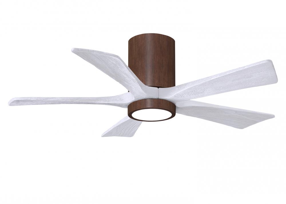 IR5HLK five-blade flush mount paddle fan in Walnut finish with 42” solid matte white wood blades