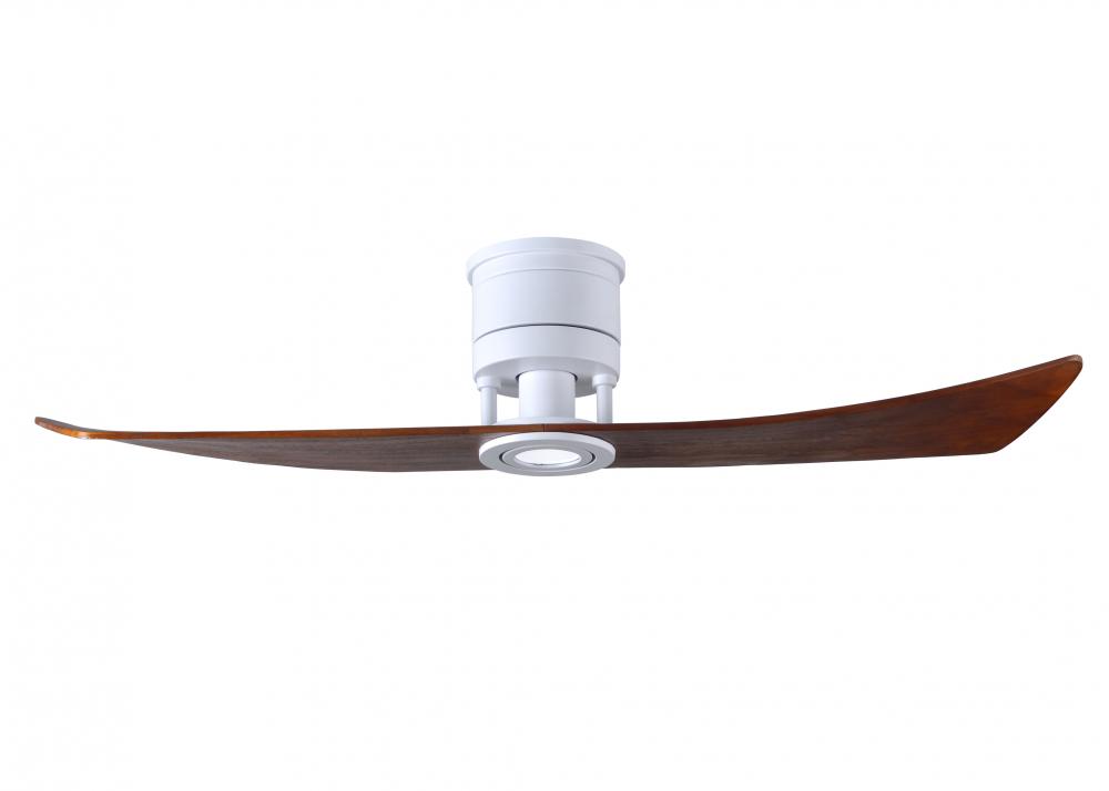 Lindsay ceiling fan in Matte White finish with 52" solid walnut tone wood blades and eco-frien