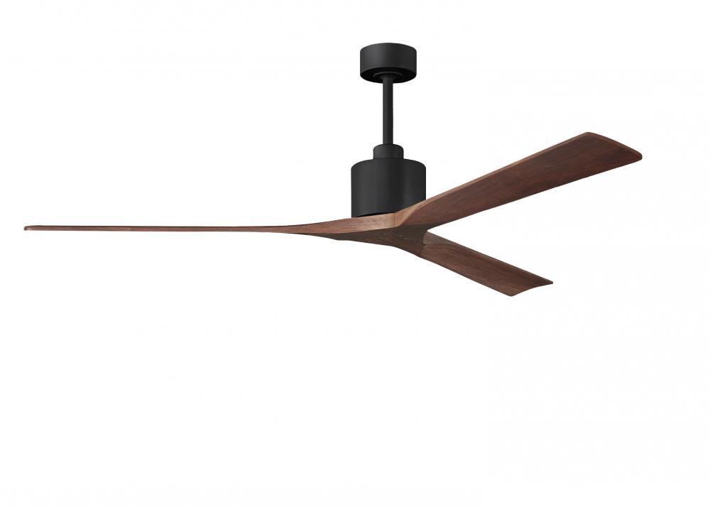 Nan XL 6-speed ceiling fan in Matte Black finish with 72” solid walnut tone wood blades