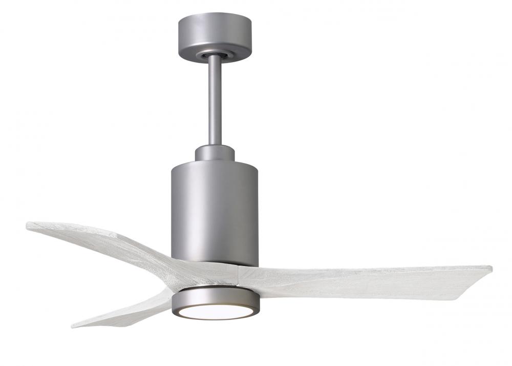 Patricia-3 three-blade ceiling fan in Brushed Nickel finish with 42” solid matte white wood blad