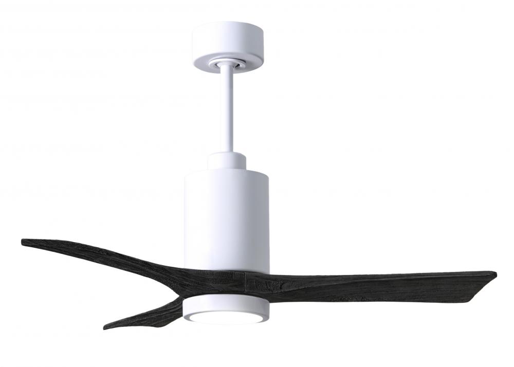 Patricia-3 three-blade ceiling fan in Gloss White finish with 42” solid matte black wood blades