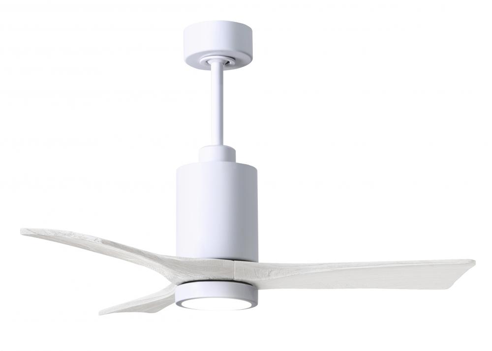 Patricia-3 three-blade ceiling fan in Gloss White finish with 42” solid matte white wood blades
