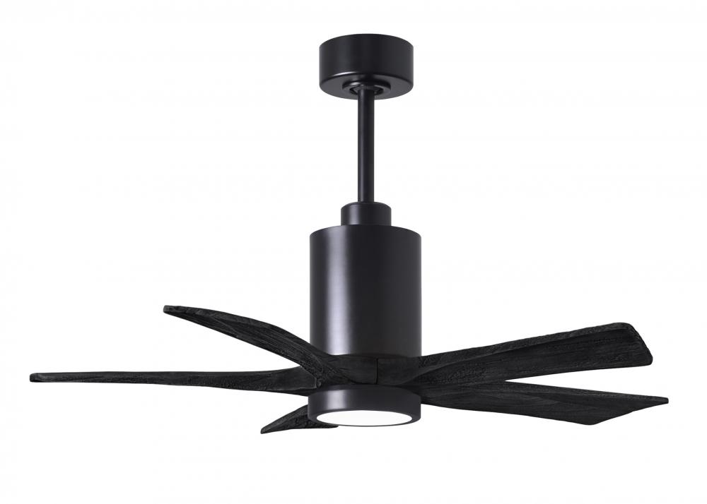 Patricia-5 five-blade ceiling fan in Matte Black finish with 42” solid matte black wood blades a