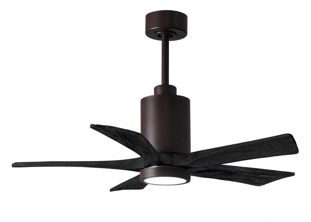 Patricia-5 five-blade ceiling fan in Textured Bronze finish with 42” solid matte black wood blad