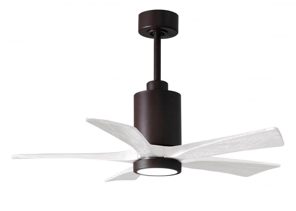 Patricia-5 five-blade ceiling fan in Textured Bronze finish with 42” solid matte white wood blad