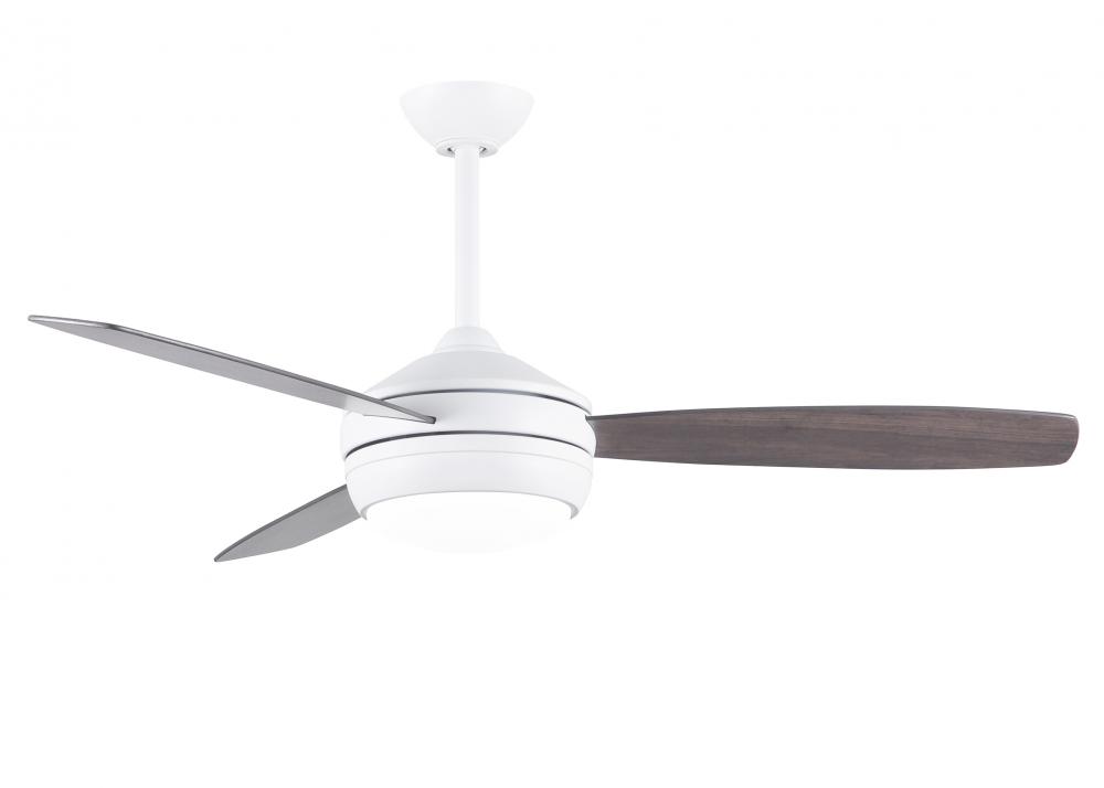 T-24 52" Ceiling Fan in Matte White and reversible Gray Ash/Walnut Blades