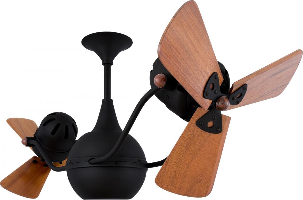 Vent-Bettina 360° dual headed rotational ceiling fan in Matte Black finish with solid sustainable