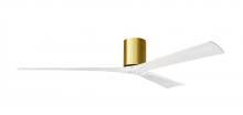  IR3H-BRBR-MWH-72 - Irene-3H three-blade flush mount paddle fan in Brushed Brass finish with 72” solid matte white w