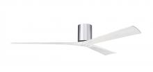  IR3H-CR-MWH-72 - Irene-3H three-blade flush mount paddle fan in Polished Chrome finish with 72” solid matte white