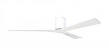  IR3H-WH-MWH-72 - Irene-3H three-blade flush mount paddle fan in Gloss White finish with 72” solid matte white woo