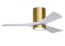 Matthews Fan Company IR3HLK-BRBR-MWH-42 - Irene-3HLK three-blade flush mount paddle fan in Brushed Brass finish with 42” solid matte white