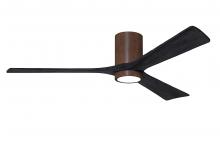 Matthews Fan Company IR3HLK-WN-BK-60 - Irene-3HLK three-blade flush mount paddle fan in Walnut finish with 60” solid matte black wood b