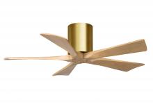 Matthews Fan Company IR5H-BRBR-LM-42 - Irene-5H three-blade flush mount paddle fan in Brushed Brass finish with 42” Light Maple tone bl